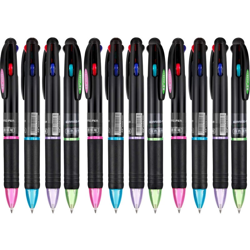 JOVITEC 12 Pcs Multicolor Ballpoint Pens 0.7 mm 4 in 1 Retractable Ballpoint Pens 4 Colors Gel Ink Ball Point Pen School Supplies Back to School Gift for Students Teacher Coworker Nurse Office - Image 1